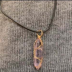 Pink quartz necklace